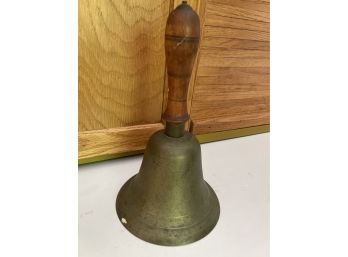 Vintage Brass School Bell Wood Handle