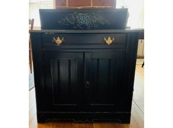 Vintage Wood Commode Black Lacquer 30.5' X 14.75' X 36'