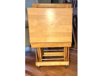 3 Wood TV Tables Folding