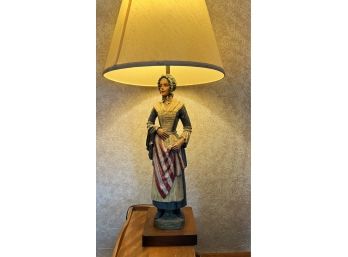Betsy Ross Resin Wood Look Lamp With Shade 36' T