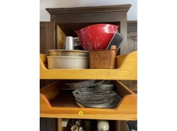Cabinet #2 - Two Shelves Baking Pans & Racks - 15  Pieces Including Pie Plates