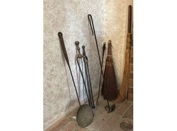 13 Piece Fireplace Tools Accessories Iron & Copper & Brooms