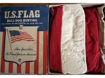US Flag Vintage In Original Box Bulldog Bunting Brand 5' X 8' Good Condition
