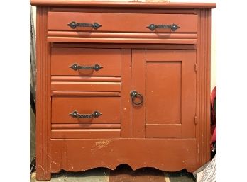 Vintage Brown Wood Painted Commode 28' X 14.5' X 27'