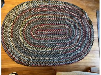 Vintage Oval Braided Rug Multi Color Yellow 72' X 50'