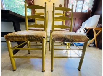 Lot Of 4 Ladder Back Chairs Mustard Yellow Color - Seat Measures 17' W X 20' T