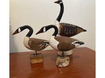3 Carved Painted Canadian Geese 5' To 10' Tall