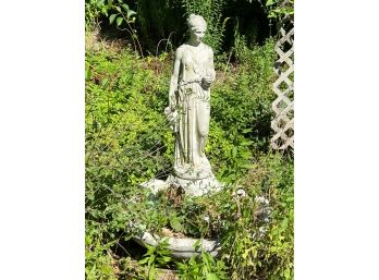 Tall Grecian Maiden Standing On Sea Shell Large Garden Statue Approximately 4 ' Tall As Shown