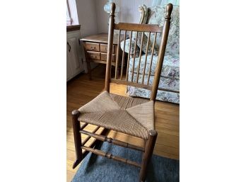 Antique Rush Chair Hand Turned Spindles On Rockers