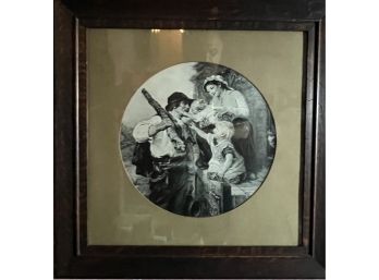 Old Print In Oak Frame 25' X 25' Family Theme