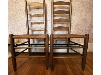 2 Chairs (Pair) Rush Seat Ladderback 18' Tall X 17.5' Wide