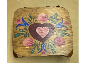 Original Laura Elkins Stover Hand Painted Pie Basket With Handles