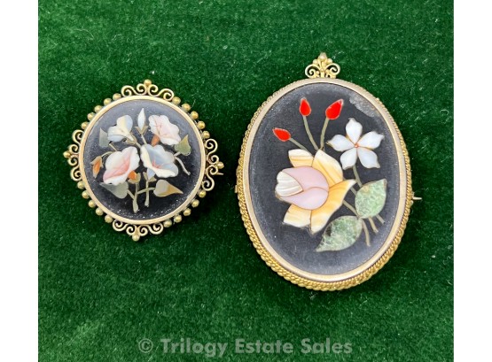 Two Pietra Dura Brooches