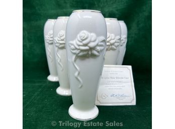 Six Lenox 'Rose Blossom' 7.5' Vases