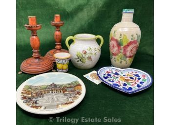 Italian Stoneware, Ceramics And Candlesticks
