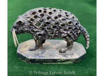 Meriden Silver Plate Figural Porcupine Toothpick Or Match Holder