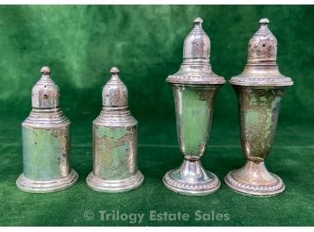 Two Pairs Empire Weighted Sterling Salt & Pepper Shakers