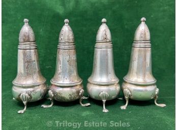 Two Pairs Of Crown Sterling Weighted And Footed Salt & Pepper Shakers