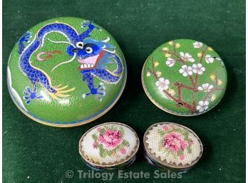 Two Cloisonné Covered Trinket Boxes