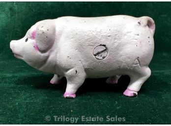 Cast Iron Pink Pig Piggy Bank
