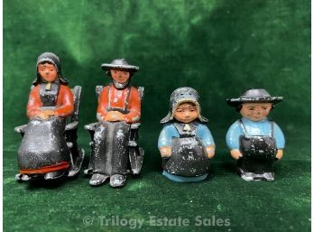 Vintage 1970s Cast Iron Amish Figural Salt & Pepper Shakers