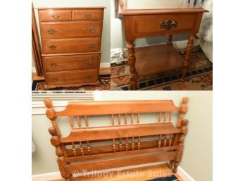 Maple Bedroom Set: Full Bed Dresser Nightstand