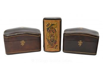 Three Italian Leather Trinket Boxes
