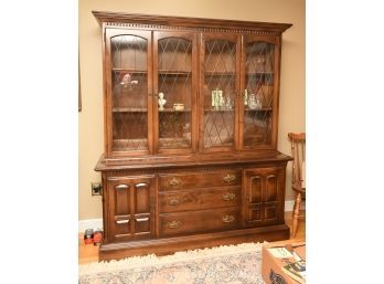 Lighted China Cabinet With Glass Shelves And Doors