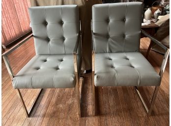 Lot (2)Two Inspired Home Brand Gray And Silver Chrome Home & Office Chairs