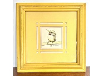 R.F. Thompson Bird Sketch Fancy Cutout Matting Yellow Frame 12' X 12'