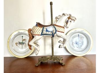 Carousel Trio - Fraley Signed Numbered Carousel Horse Figurine - 2 Carousel Plates