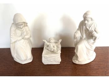 Dresden Germany Nativity Figures Trio (3) Jesus, Mary & Joseph White Joseph 6' - Mary 5.5' - Jesus 4' L
