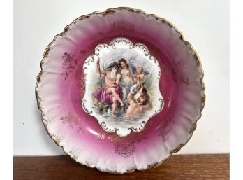Royal Bavarian Germany Painted Portrait Bowl Topless Maiden Mythical Characters Cherub 9'
