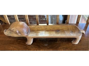 Flat Wood Pig Tray With Feet And Tail 30'L X 7'H