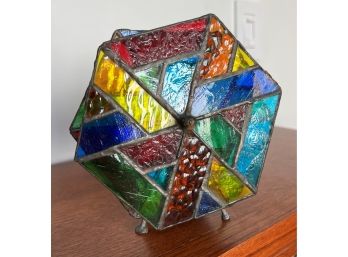 Hand Crafted Stained Glass Kaleidoscope - Dual Color Plates - Front Feet - 11.5' L - Plates Measure 6.25' Diam