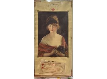 1926 Advertising Calendar F.H. Lawrence Baltimore MD Peters Diamond Shoe Brand 'Glorious Betsey' 12' X 23.5'
