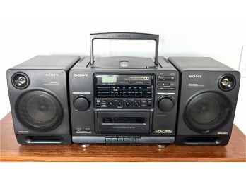 Sony Boom Box Stereo CFD-440 CD Radio Cassette-Corder Mega Bass - Clean & Works Measures 23'L X 9'W