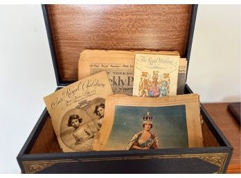 English British Monarch Queen Elizabeth & Heritage Documents Faux Leather Box - Royal Photos - Wedding Booklet