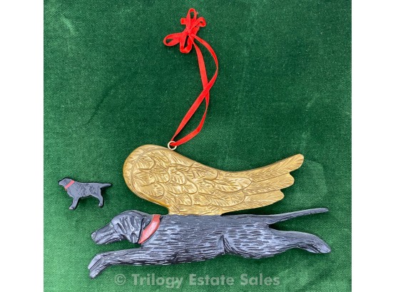Flying Black Lab Ornament And Pin