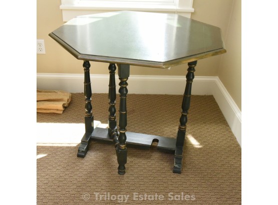 Wooden Folding Table Green W/ Gold