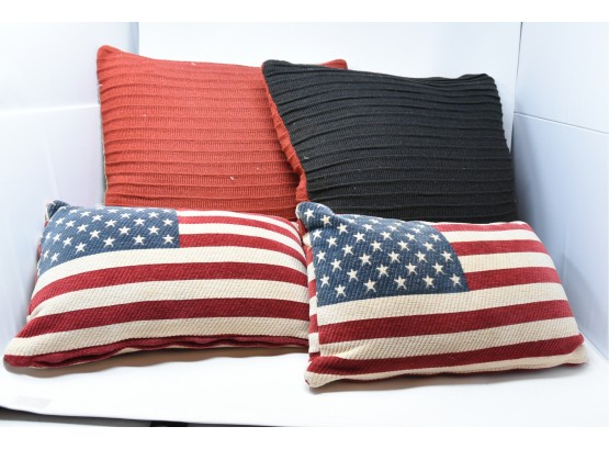 Two Daniel Stuart Studio Throw Pillows & Two American Flag Pillows