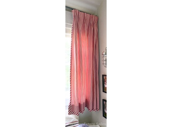 Red Striped Lined Custom Drapes