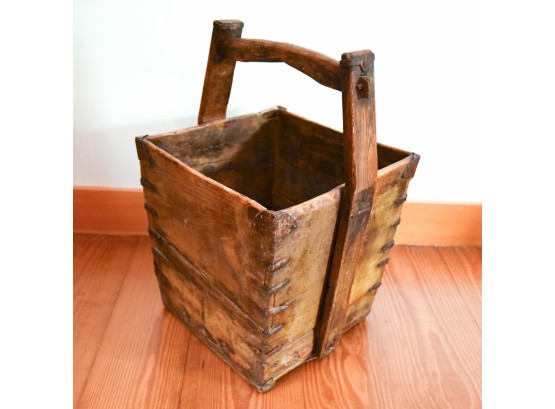 Antique Wooden Bucket W/ Carrying Handle