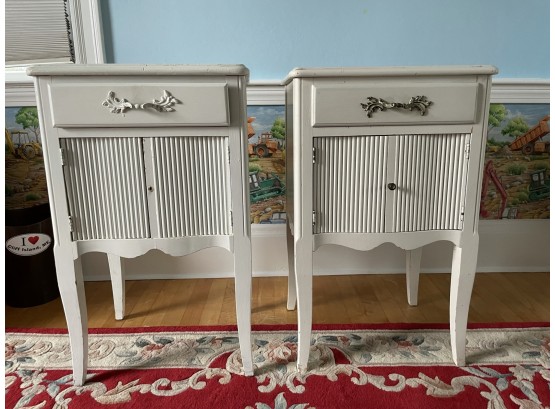Pair Of White French Provincial Style Bedside Tables Painted Morgan Asheville Brand North Carolina