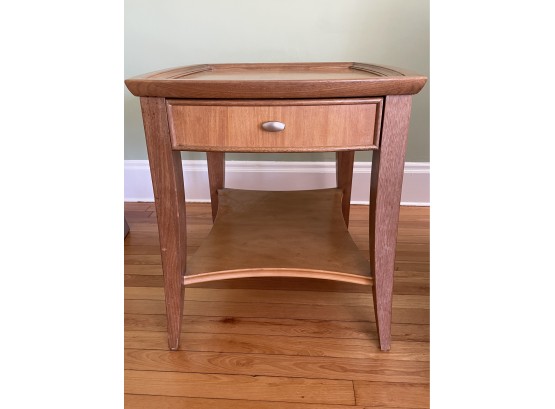 Thomasville Brand Mid Century Style Wood End Table With Drawer (Matches Coffee Table)