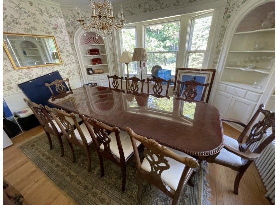Stunning Italian Mahogany Ornately Carved Wood Dining Room  With 10 Chairs - Ball & Claw Feet