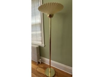 Tall Brass Floor Lamp With Upward Scallop Shade