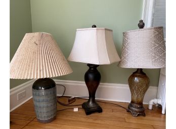 Lot (3) Miscellaneous Styled Lamps With Shades