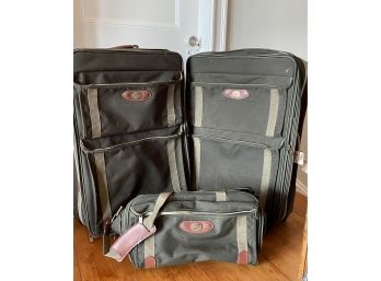 American Tourister Green Canvas 3 Piece Lot Carry-On Pieces