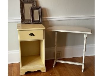 Miscellaneous Lot 1 Yellow Bed Table - 2 Mirrors - White Table (Needs Repair)